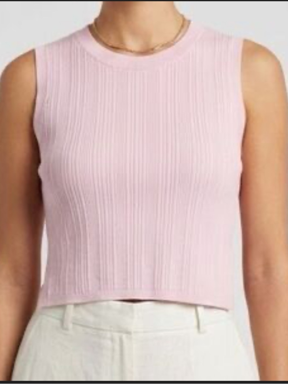 House of Harlow 1960 Sleeveless Ribbed Crop Top in Light Pink